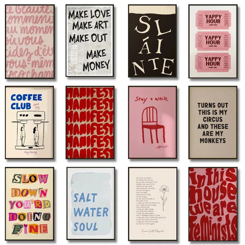 1 piece simple and fashionable text printing poster, simple wall decoration on canvas, home decoration of modern art, living room decoration