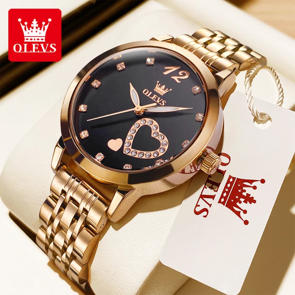 OLEVS stylish quartz watch for women stainless steel mesh strap waterproof movement imported quartz watch for women trend 2024