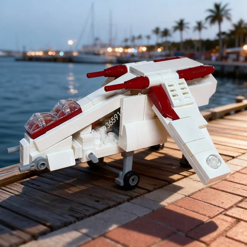 140 Pezzi MOC Nave da Guerra della Repubblica, Modello di Battaglia 1 Star, Blocchi da Costruzione, Regalo di Natale, Giocattolo Creativo Educativo Fai-da-Te