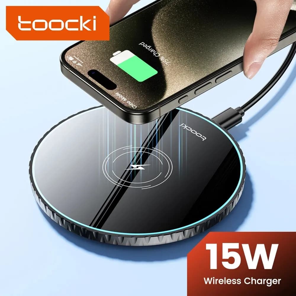 Toocki 15 W Wireless Charger Fast Wireless Charging Station for iPhone 15 14 13 12 Samsung Galaxy S23 S22 S21 S20 Airpods