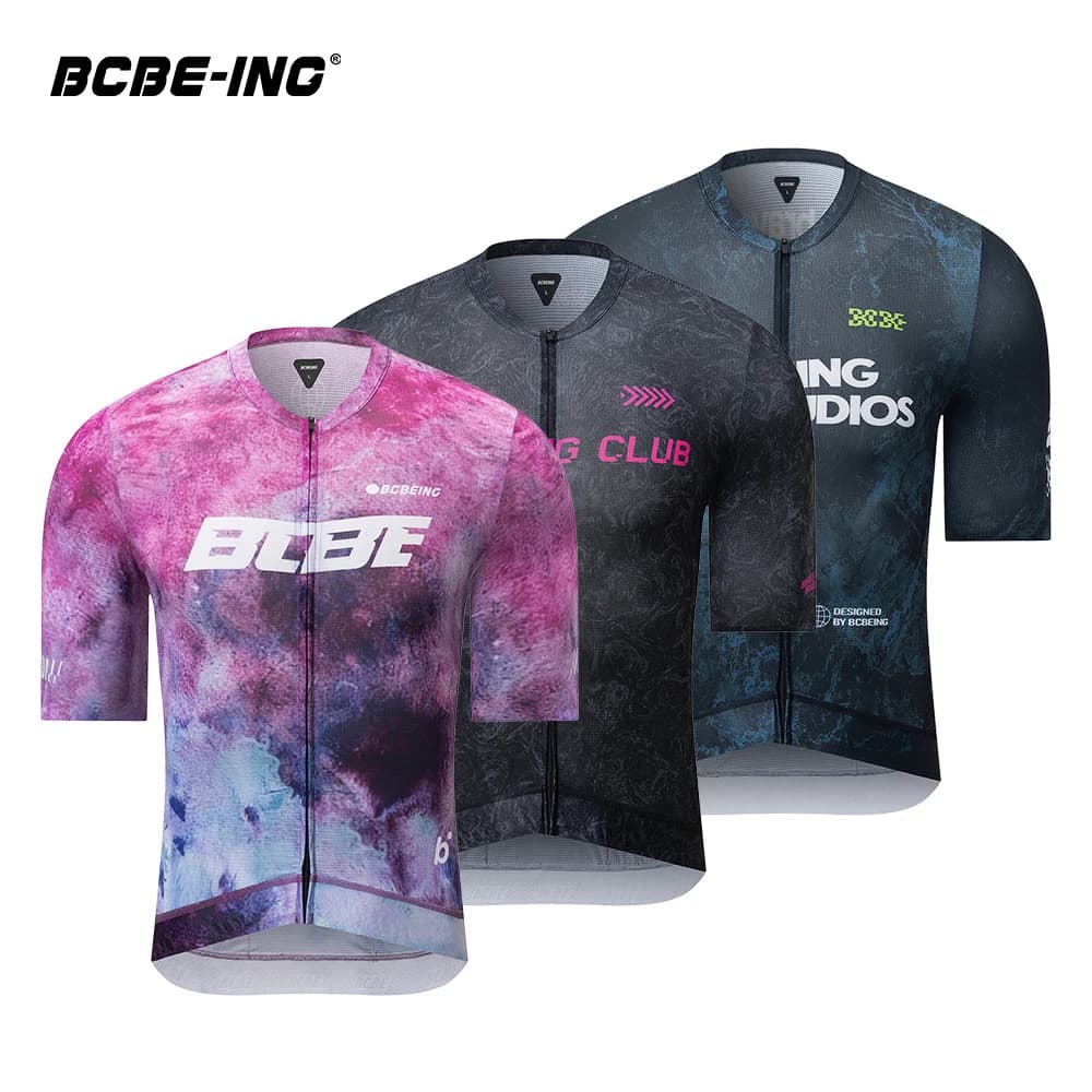 BCBE-ING Maglie da ciclismo estive leggere a maniche corte Race Fit Tessuto traspirante ad asciugatura rapida UPF50+ Maillot Ciclismo Hombre