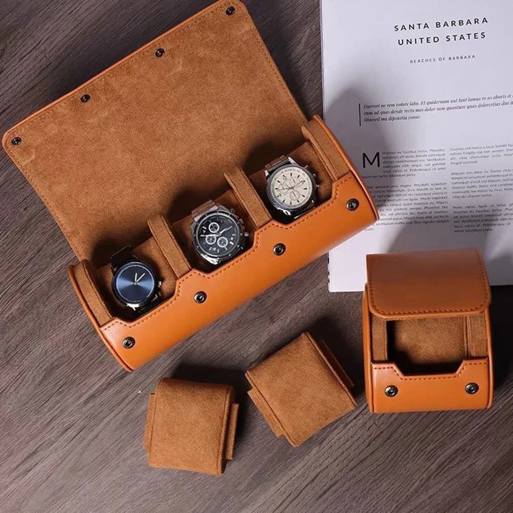 Custodia da viaggio per orologio, scatola per orologio, organizer per uomo con 1/2/3 slot, display per orologi, rotoli per orologi portatili, custodie in pelle PU