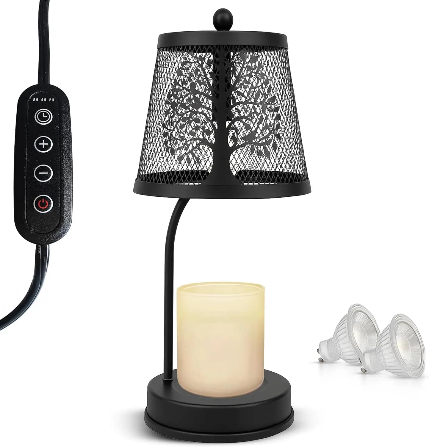 Lampada Scaldacandele Grande Nera – Senza Fiamma e Senza Fumo con Timer e Luce Dimmerabile, Arredamento Zen