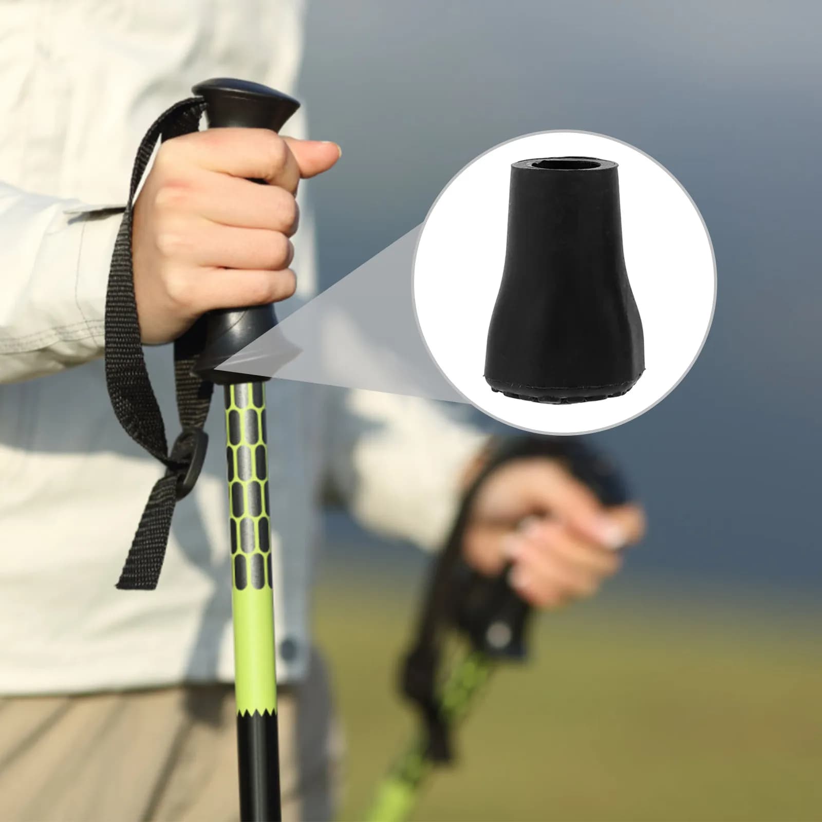 6Pcs Trekking Pole Tips Climbing Accessories Wear-Resistant Non-Slip Replacement Crutch Cane Plastic Tips Crutch Feet Sleeves