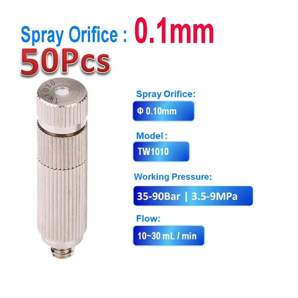 Ugello Spray ad alta pressione da 50 pezzi ugello con nucleo Spray in ceramica a nebbia secca per umidificazione raffreddamento ottone nichelato 0.1-0.8mm