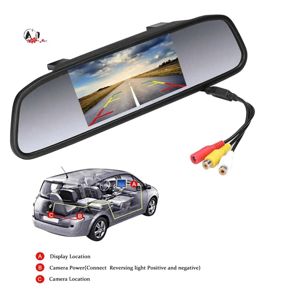 A10E-4.3Inch Car DVR Dash Camera Rear View Mirror Monitor Supports 2-Way Video Recorder Dash Cam LCD Display