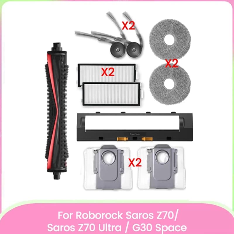 10 PZ per Saros Z70/Saros Z70 Ultra / G30 Spazio Accessori per aspirapolvere Rullo Spazzola laterale Sacchetto per la polvere Filtri Mop Pads-A69M