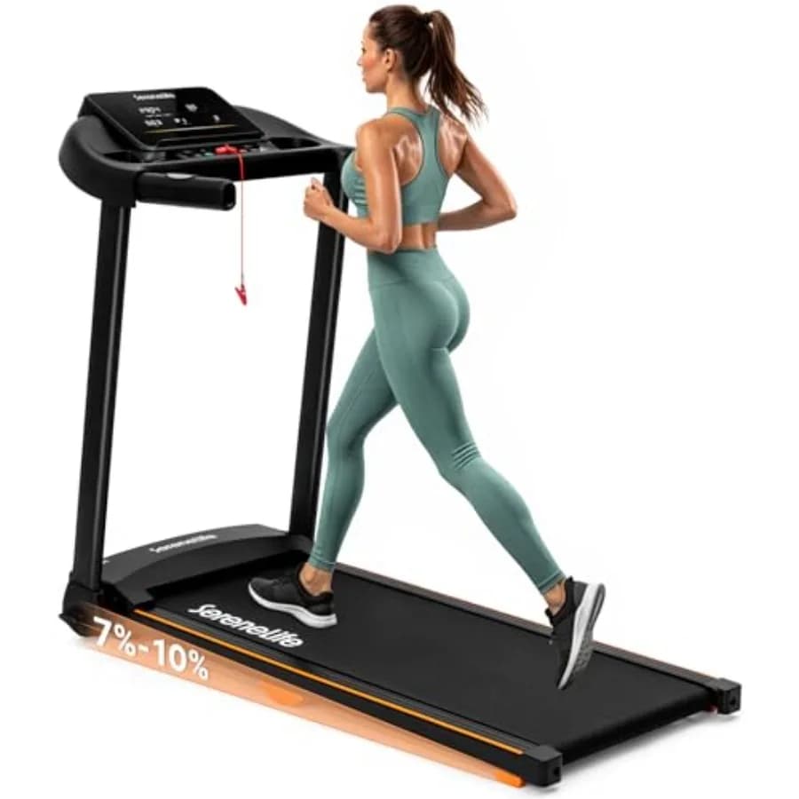 Tapis Roulant Compatto Portatile con Manubri Inclinabili per Casa/Appartamento, Nastro di Corsa Largo 40 x 16, App Bluetooth per Allenamento