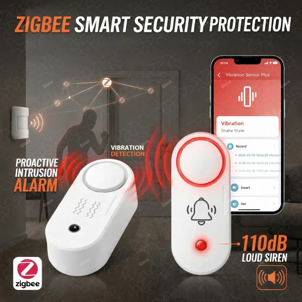 Sirena d'allarme Zigbee 2IN1 con sensore di vibrazione opzionale, allarme per porte e finestre, protezione di sicurezza per la casa intelligente, compatibile con 2MQTT e l'app Tuya.