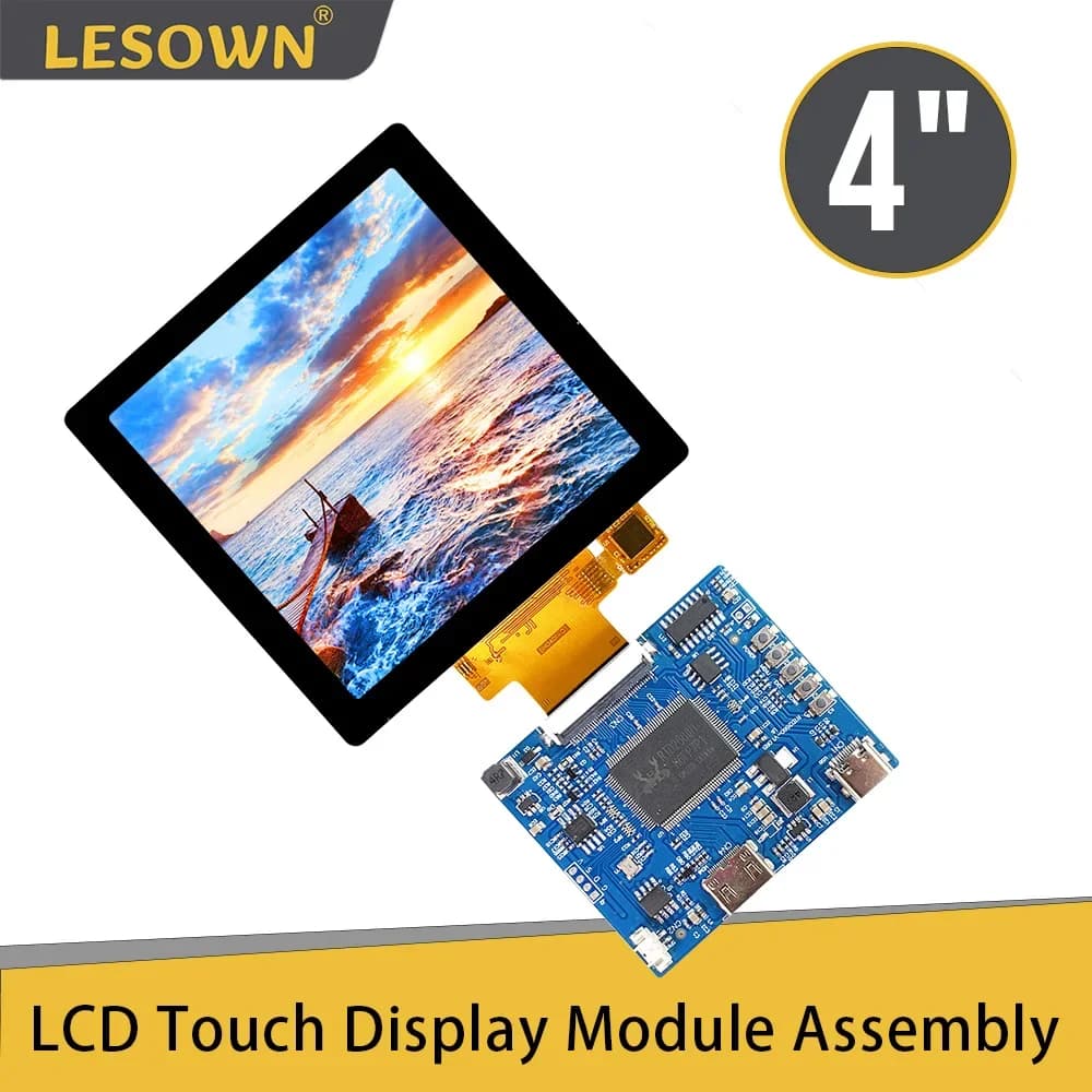 LESOWN mini 4 inch LCD Touch Screen Small HDMI USB-C 5V Powered 480x480 IPS Panel Module for Laptop Camera Port