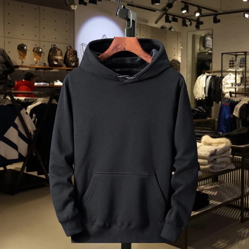 New 2025 Men's Fleece Lined Hoodie Sweatshirt Color Overhead Print Logo Blank Hoodie Casual Comfortable Cotton Sweatshirt