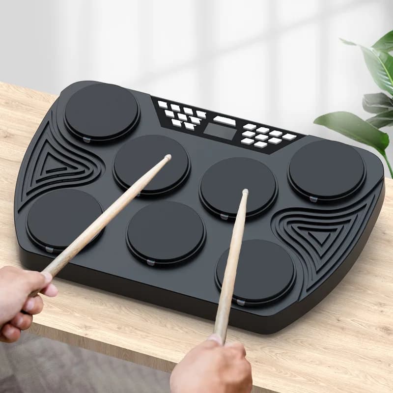 Batteria elettronica portatile Set di batteria da 7 pad per batteria musicale midi professionale per adulti Batteria ricaricabile con connessione Bluetooth