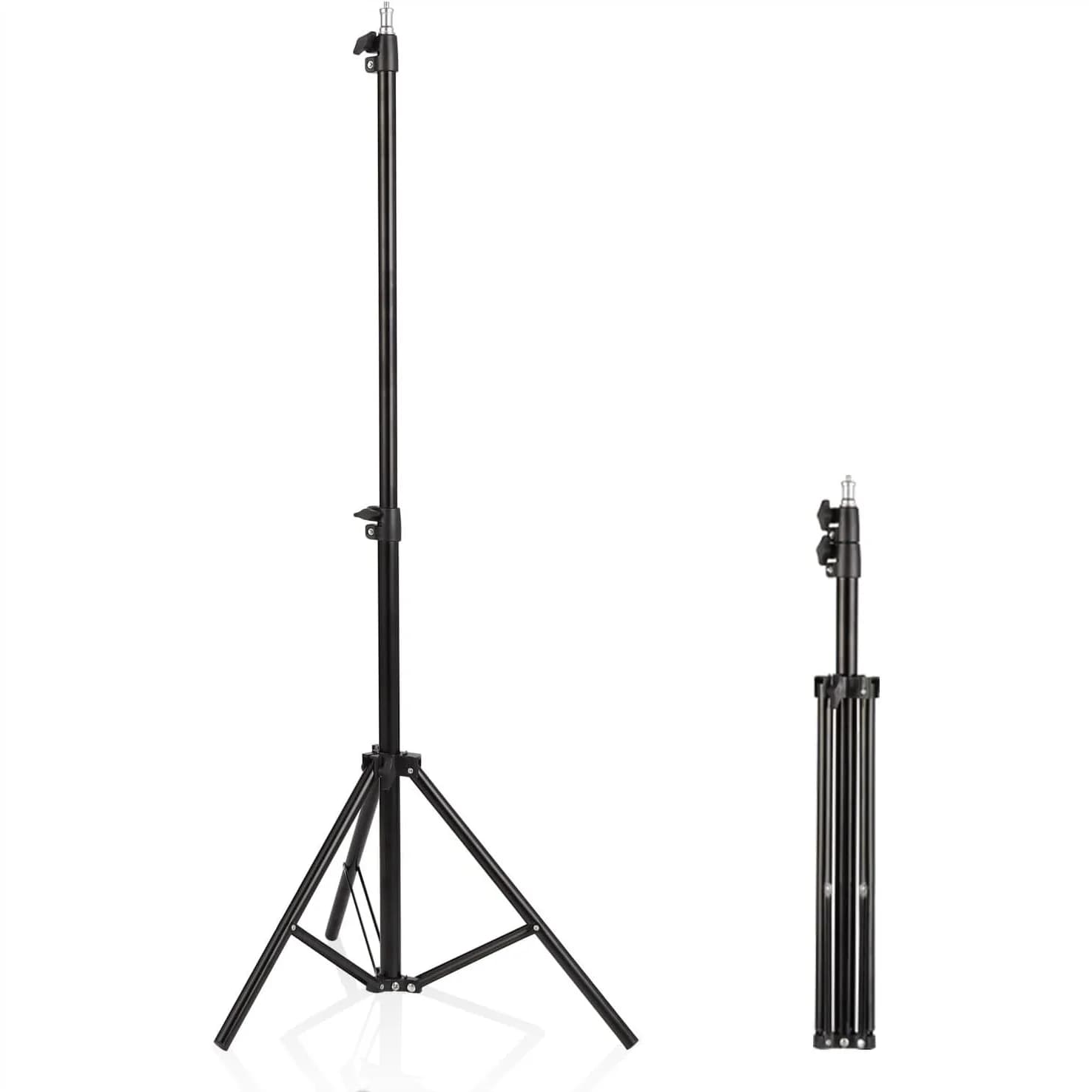 Mini Treppiede per Proiettore, Luce ad Anello, Webcam, Supporto Regolabile 22-63 Pollici, Portatile e Leggero, Nero