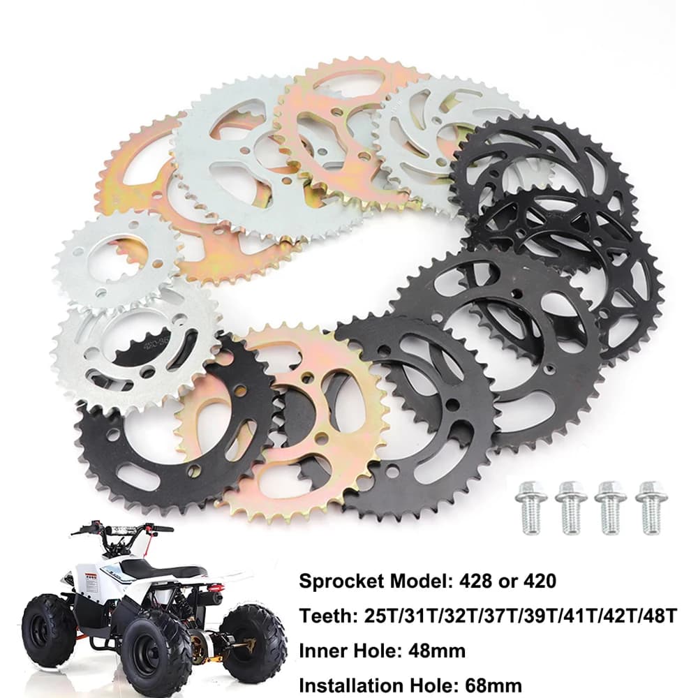 Pignone Posteriore 25/31/37/39/41/42/48T per Catena 420/428 ATV Cinese 50cc 110cc 125cc 250cc Quad Elettrico Go Kart Buggy 4 Ruote