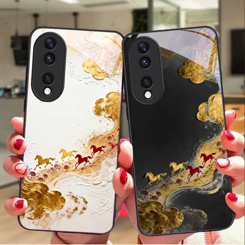Golden steed galloping For Honor X6 X9c X9 X6b X8a X8 X9b X5b Plus X8b X5 Plus X30 X9c Smart X5b X9a X30 X50i Glass Phone Case