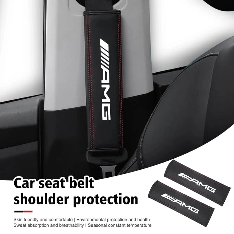 Per Mercedes Benz AMG W211 W204 W210 W203 CLA GLA Accessori interni 2PCS Cintura di sicurezza per auto Cintura di sicurezza in pelle Coperture per spalle
