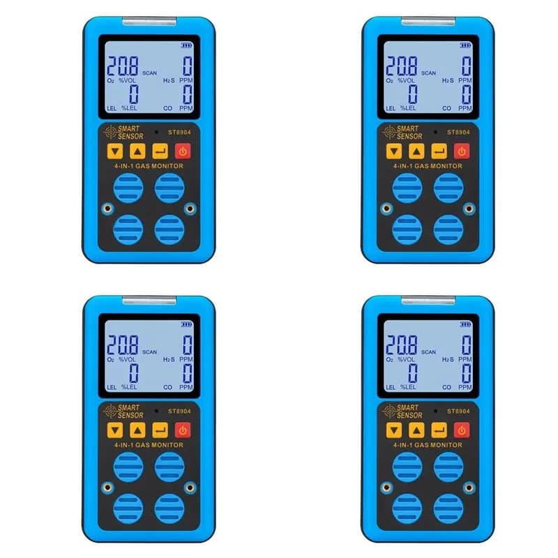 4X Smart Sensor Gas Detector Oxygen O2 Hydrogen Sulfide H2S Carbon Monoxide CO Combustible Gas LEL Gas Meter