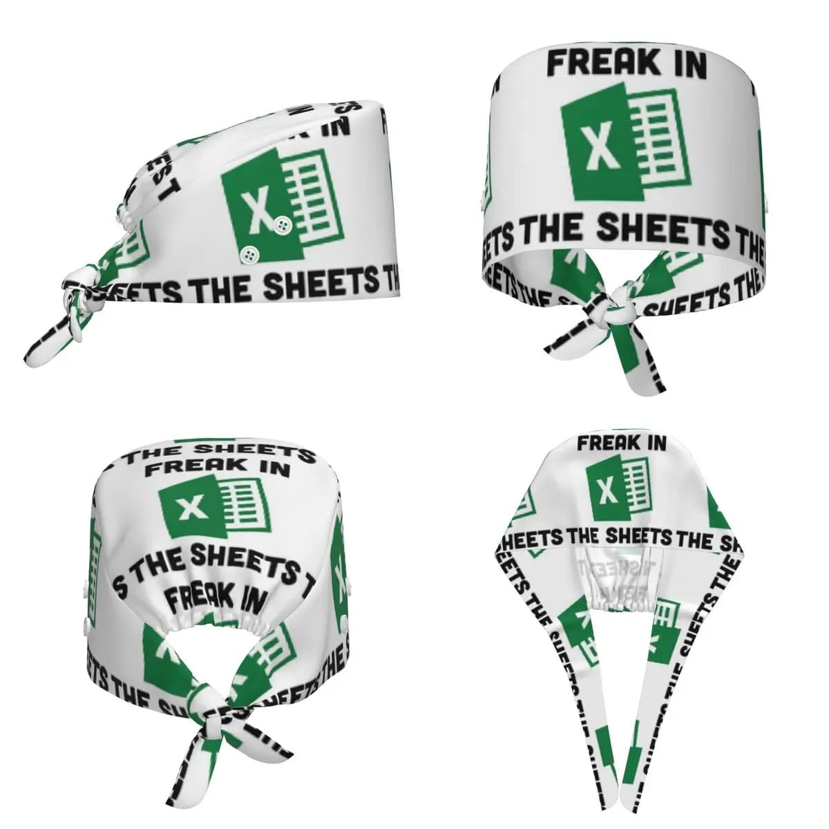 Cappello da Infermiere Divertente 'Freak In The Sheets' con Motivo Spreadsheet Excel, Berretto Chirurgico Unisex Regolabile per Medici e Dentisti