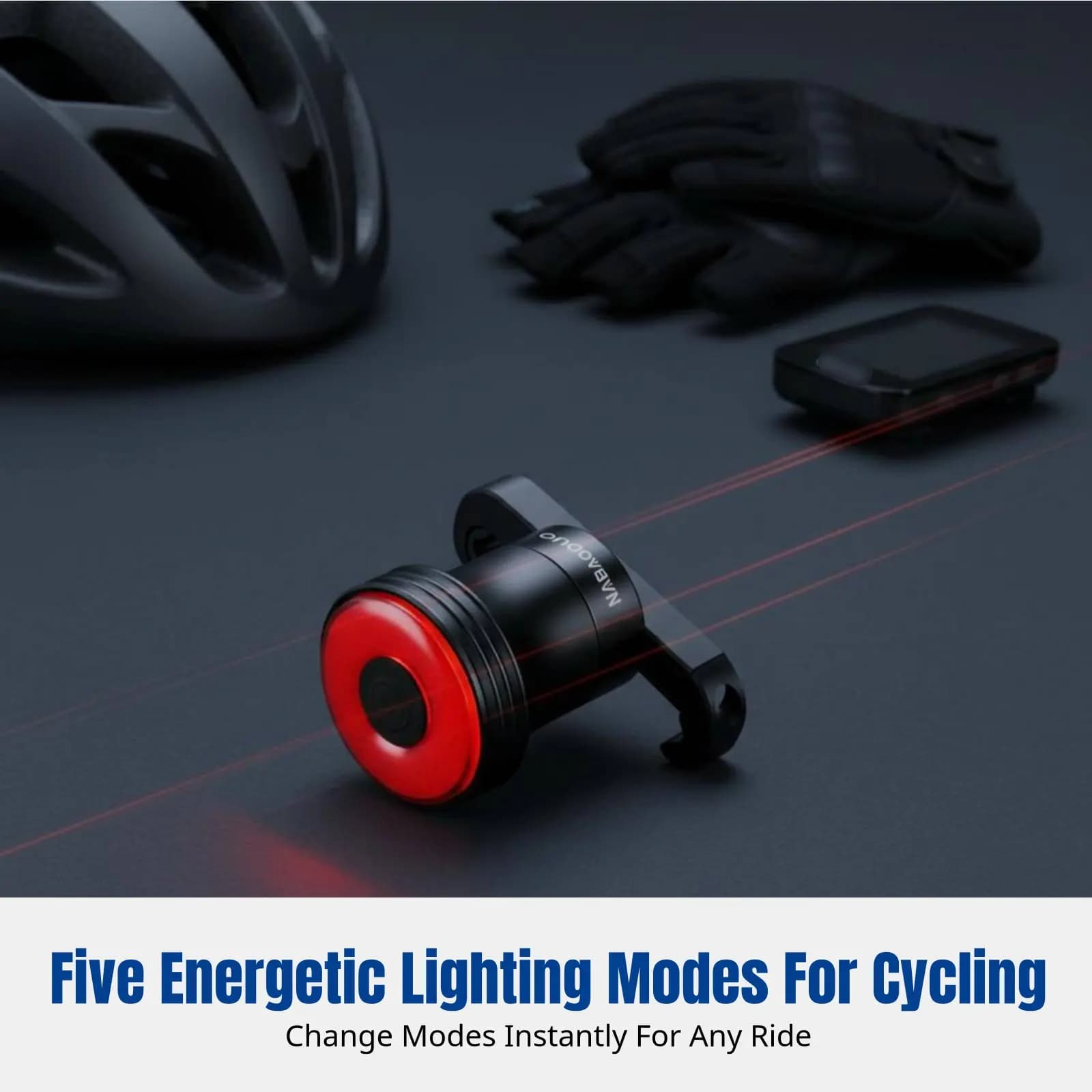 Bike signal light with smart braking sensor, waterproof, USB-C charging, road and off-road bike, night use