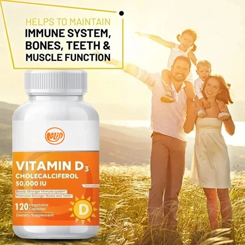 Vitamin D3 50000 IU supplement for immune support Muscles and healthy bones nervous system boosters - 60 softgels per bottle
