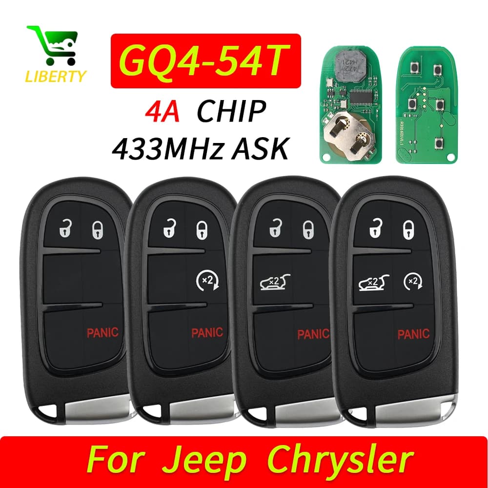 Liberty GQ4-54T 4A Chip 433MHz Di Prossimità Auto Chiave di Controllo Remoto Fob Per Jeep Cherokee Dodge Ram 1500 2500 3500 Durango Chrysler