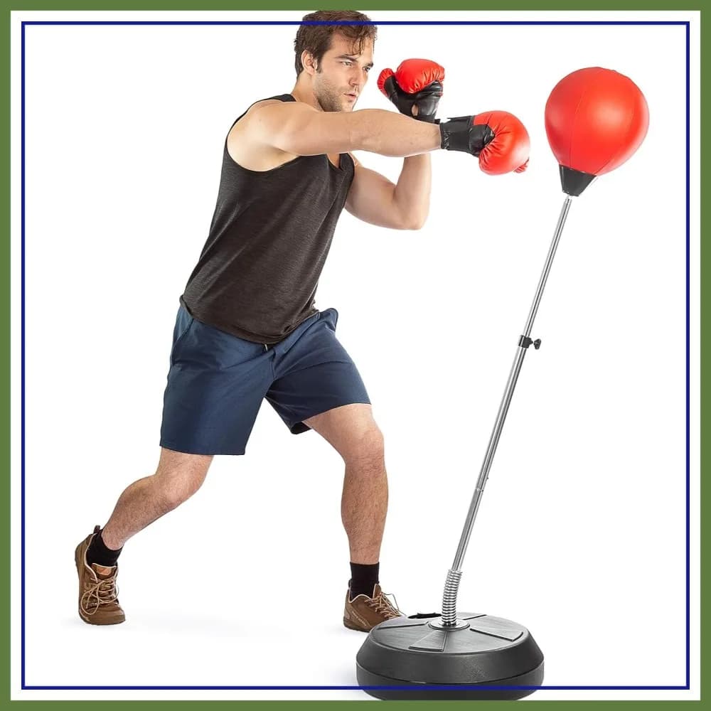 Sacco da Boxe Regolabile con Supporto per Adolescenti e Adulti, Sacco Veloce per Allenamento, Riduzione dello Stress e Fitness