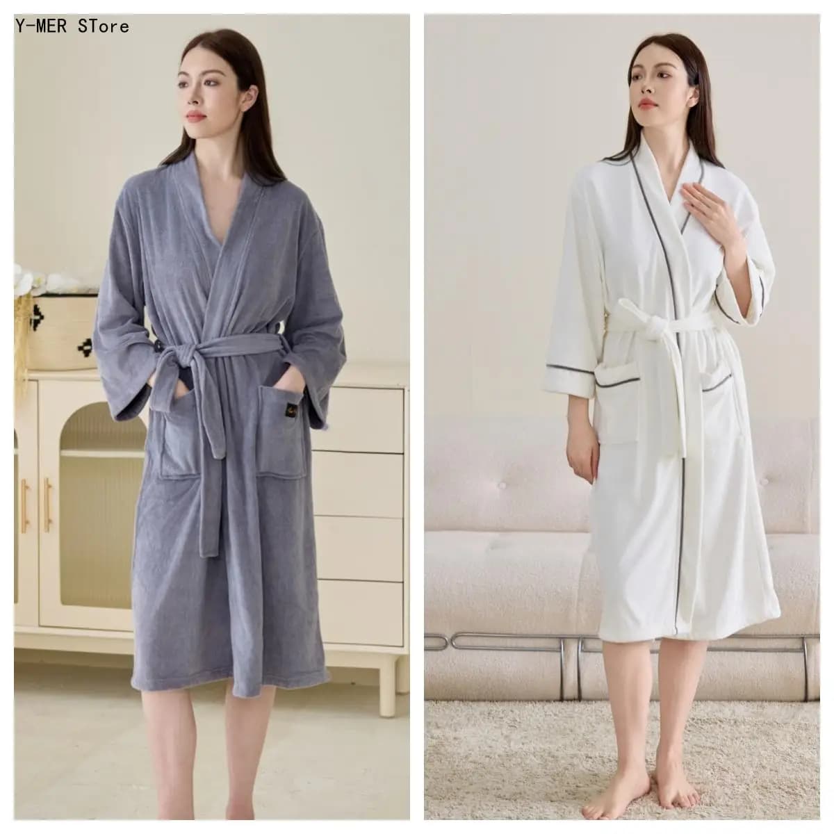 Terry Cloth Bathrobe Unisex Couple Robe Water Absorbent Spa Robe for Hotel Beauty Salon Homestay Soft Loungewear Sleepwear