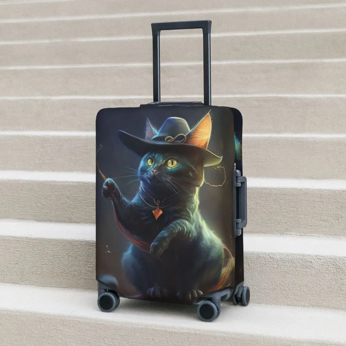 Gatto con cappello Copri valigia Magic Aniaml Pratico viaggio in crociera Protezione Custodia per bagagli Vacanza
