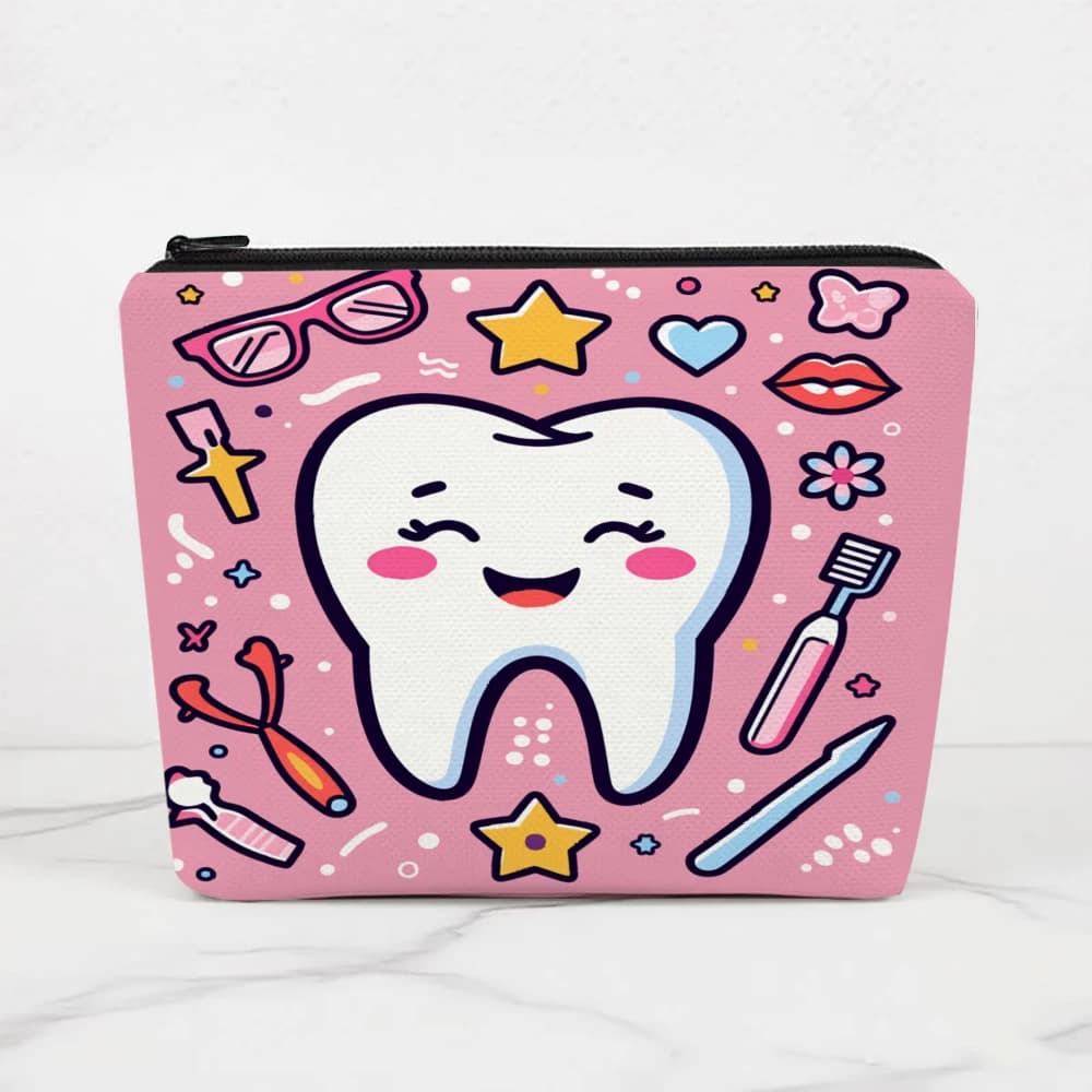 Borse per il Trucco con Motivi di Denti, Sorrisi e Labbra per Ragazze, Astuccio per Cosmetici, Borsa da Toilette, Portamatite, Contenitore da Viaggio