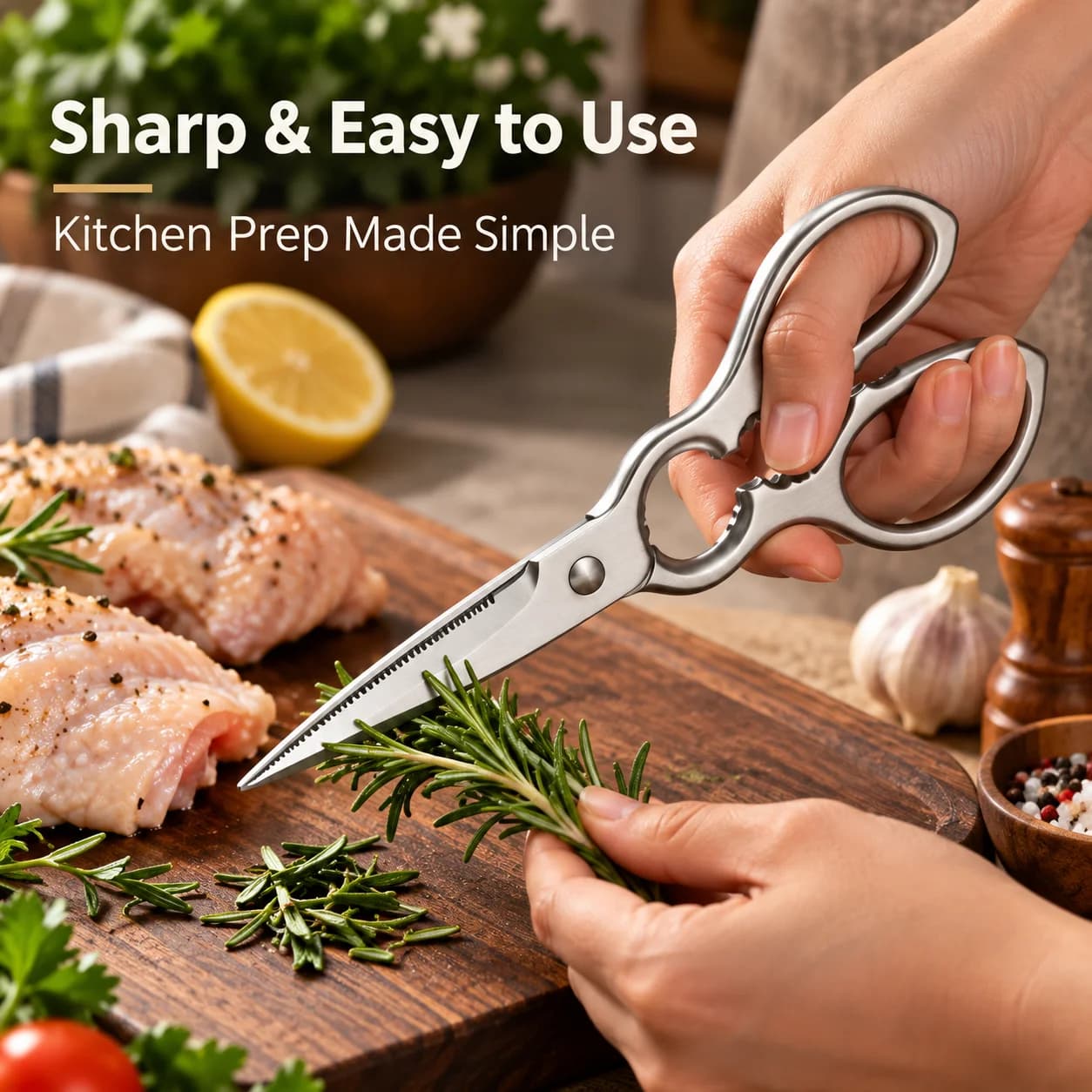Detachable Kitchen Scissors Heavy Duty, Full Steel Rustproof Multi-Purpose Shears, Fish Killing and Chicken Bone Cutting Tool