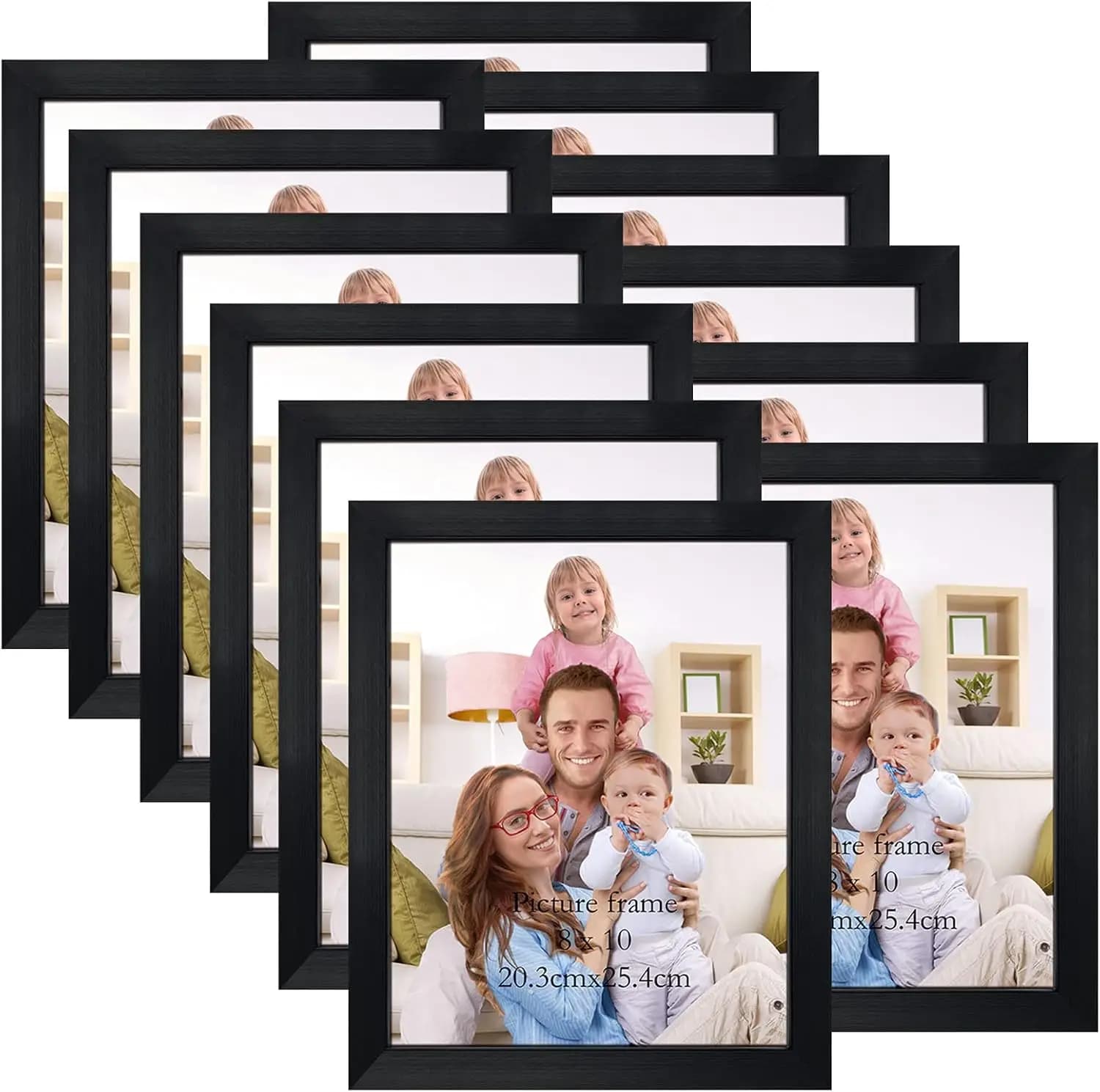 Set of 12 Black Frames 8x10 for Wall or Table Display, Multipurpose Frames for Photos