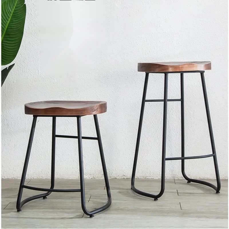 Sedie da Bar in Ferro Moderne e Semplici, Sgabelli Alti con Seduta in Legno Massello, Sedia da Cucina Versatile per Arredamento Domestico