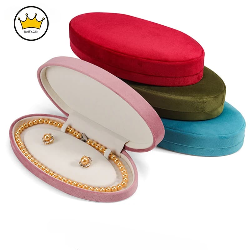 Portagioie ovale in velluto per riporre orecchini, collane di perle, eleganti confezioni regalo con organizer per gioielli in stile fodera in velluto