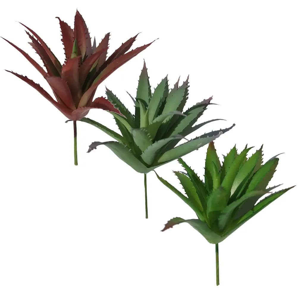 3Pcs Premium Artificial Succulent Plants Simulated Aloe Vera Fake Greenery for Indoor Decor Living Room Bedroom Office Stress