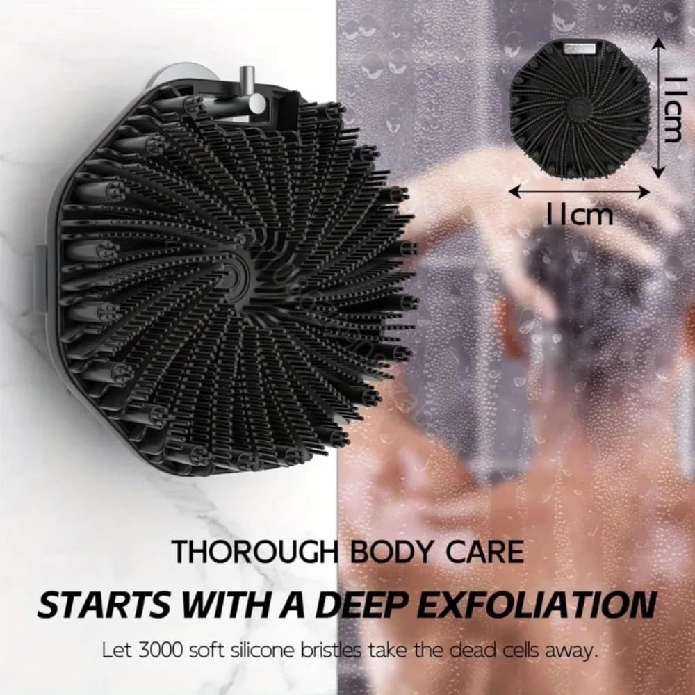 1 spazzola da bagno in silicone a forma di poligono, spazzola per la schiena ed esfoliante, strumento per la pulizia del corpo