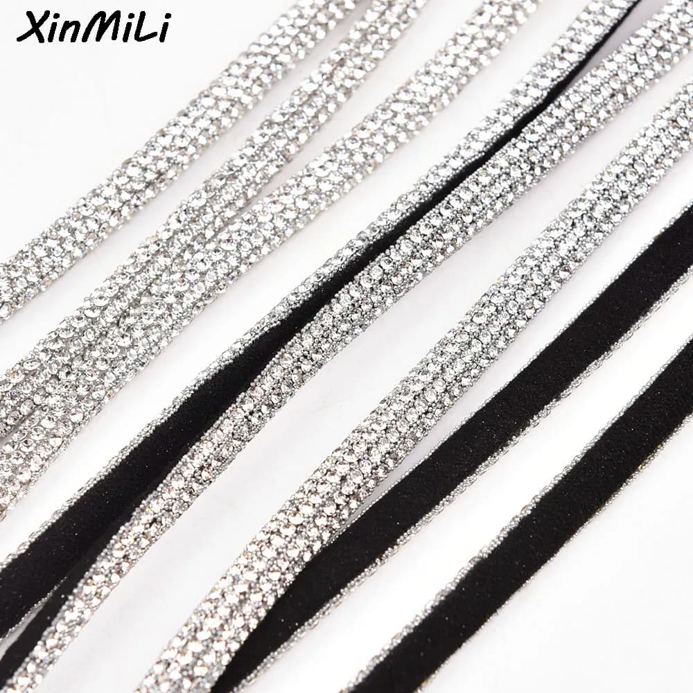 Corda rotonda in vetro con diamanti, 6 mm, strass, corda in cotone, abbigliamento, coulisse, nastro di cristallo, scarpe fai da te, borse, accessori