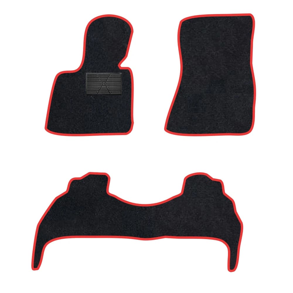 Car Mat for Bmw X5 2019-Present G05 G18(LWB) F95(X5M) Non-slip polyester suede Black Support Red Trim Edge