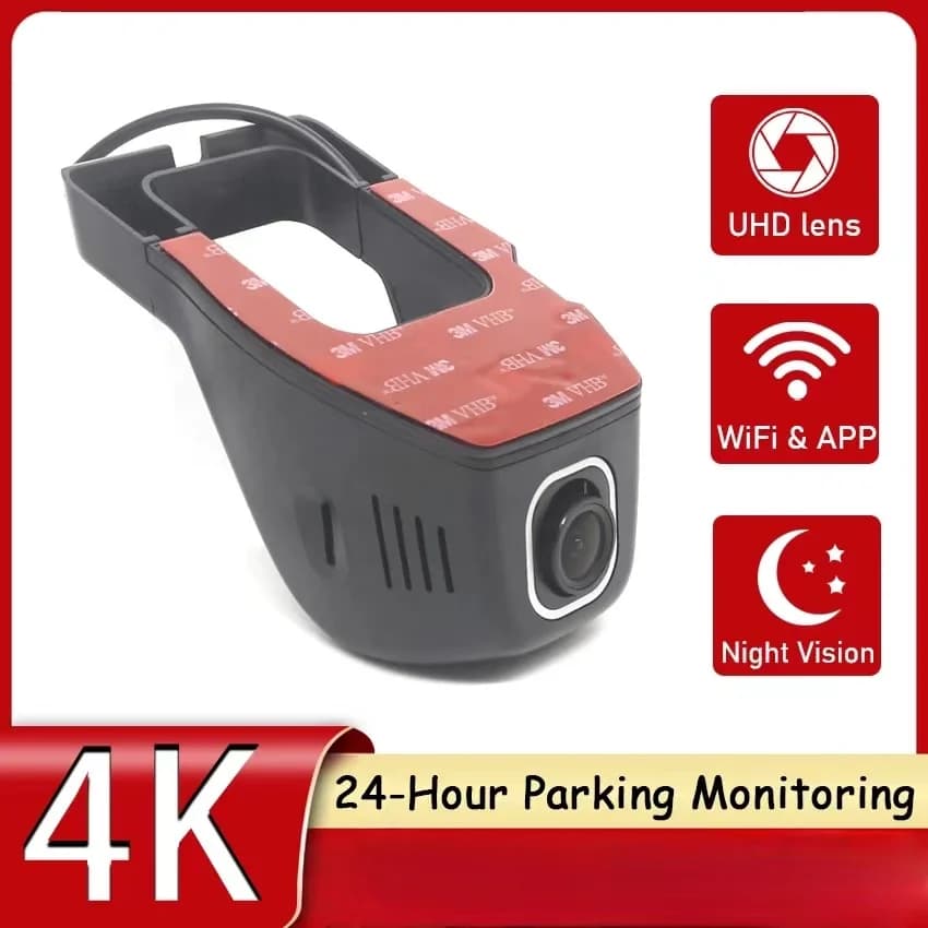 Telecamera tachigrafo DVR per auto WiFi 4K 2160P nascosta di tipo U HD 1080P 24 ore di monitoraggio del parcheggio Videoregistratore di guida per auto con controllo APP