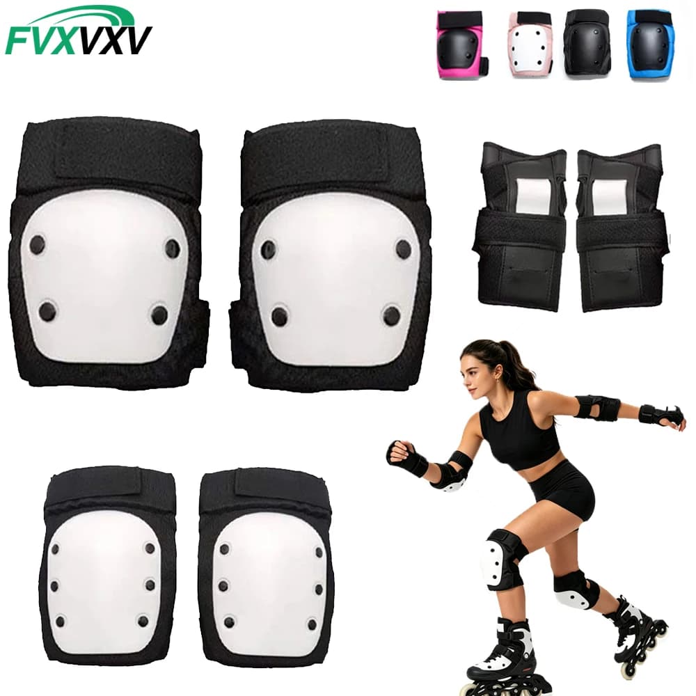 Set di Protezioni 6 in 1 per Adulti e Bambini: Ginocchiere, Gomitiere e Protezioni per Polsi per Skateboard, Ciclismo e Pattinaggio