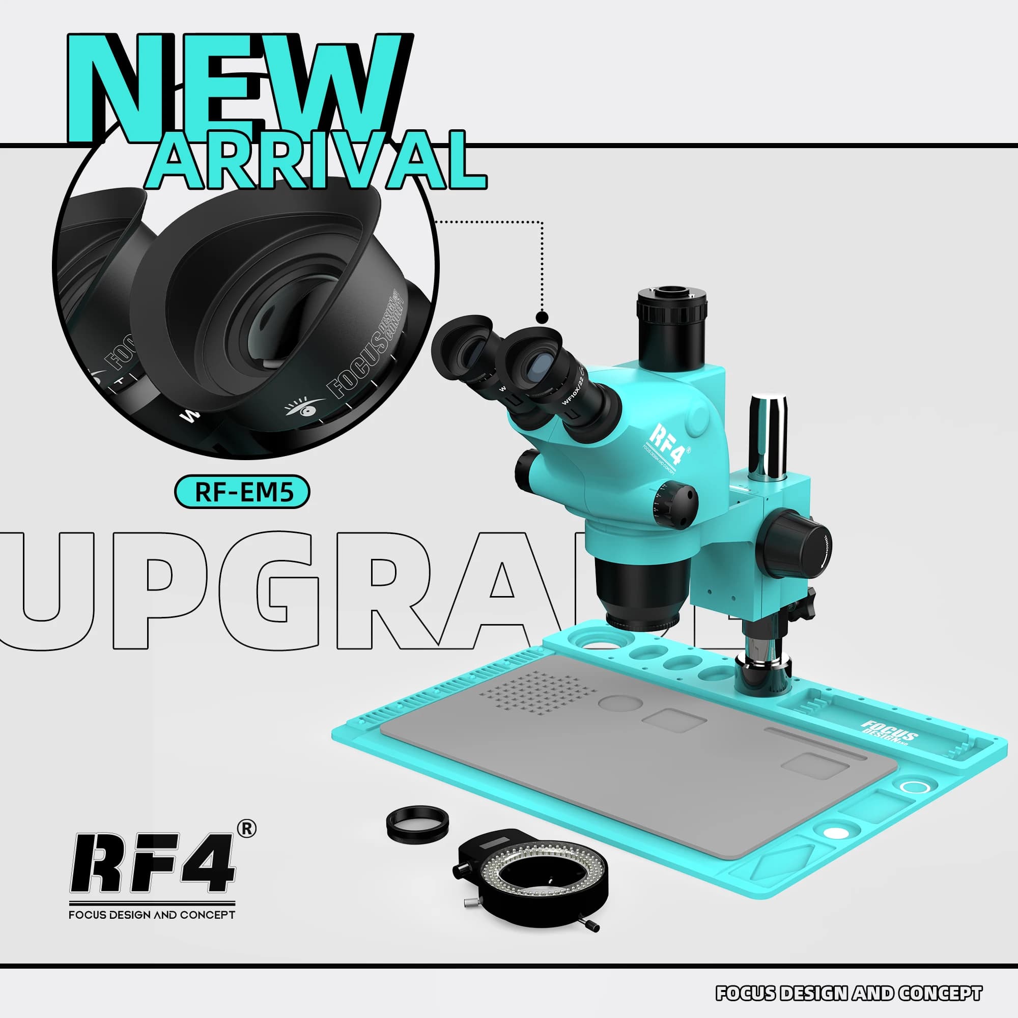 Microscopio trioculare binoculare con zoom stereo ad alta definizione RF4 6.5X-65X con ingrandimento continuo RF6565TVD2