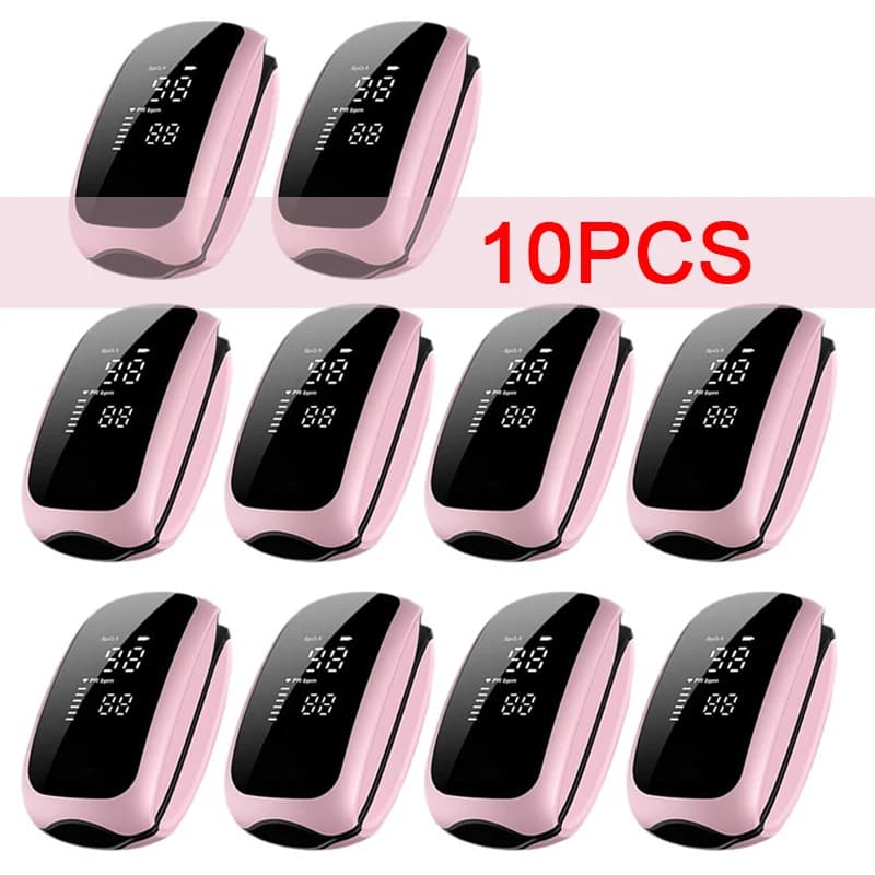 10 Pezzi Ossimetro Medico Ricaricabile con Laccetto, Monitor Digitale della Saturazione dell'Ossigeno nel Sangue con Display LED