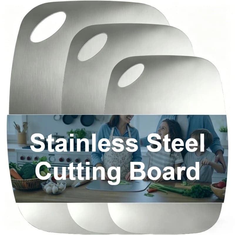 1pc Stainless Steel Cutting Board with Smooth, Rounded Edges and A Thick Rim; Its Double-sided Design Prevents Odors From Mixing