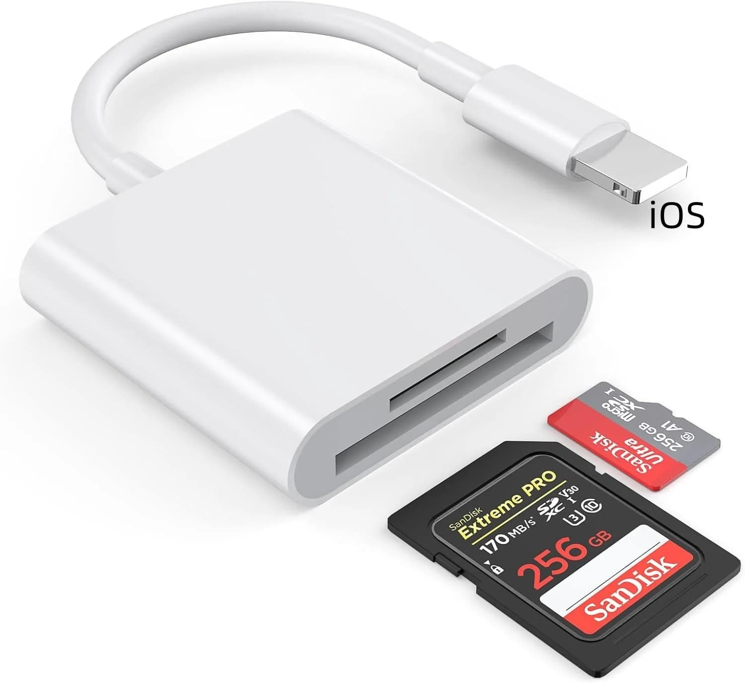 Adattatore Lettore di Schede di Memoria 2 in 1 Dual Slot Lightning per SD/TF