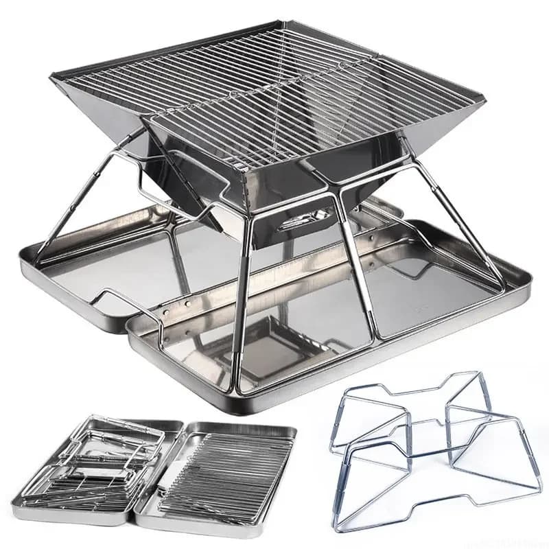 Fornello da campeggio all'aperto griglia per Barbecue pieghevole in acciaio inossidabile stufa per legna da ardere da campeggio tavolo per fuoco da campeggio griglia per Barbecue
