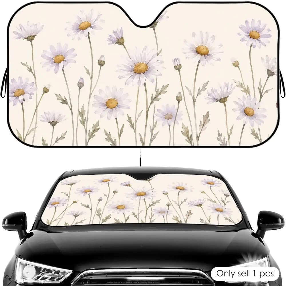 Elegant Floral Charm Sun Visor Car Front Windshield Shade UV Block Heat Shield Foldable Universal Fit Cover