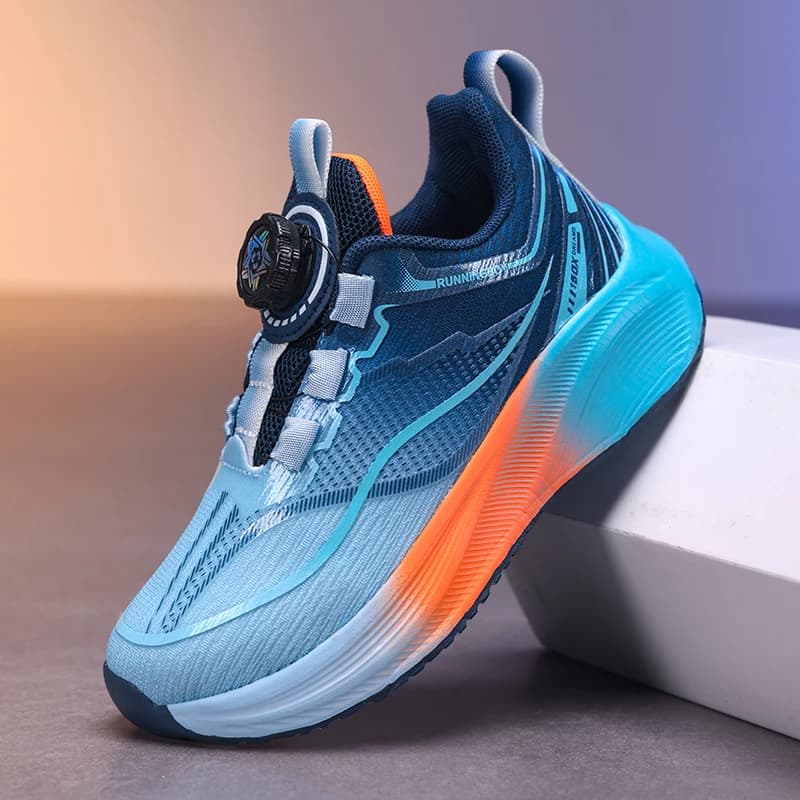 Knitting jogging shoes with laces for boys and girls, sneakers, children's basketball shoes, breathable and non-slip sports training shoes