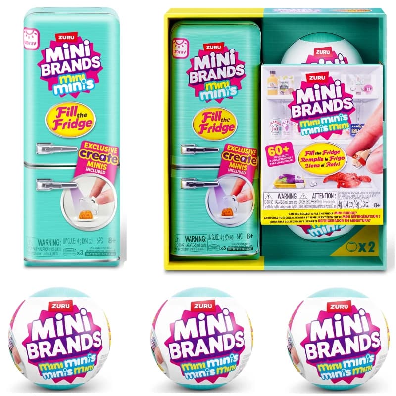 Zuru Mini Brands Blind Box Fridge: 5 Mini Giocattoli Alimentari Misteriosi, Edizione My Melody. Set da gioco per casa delle bambole da collezione