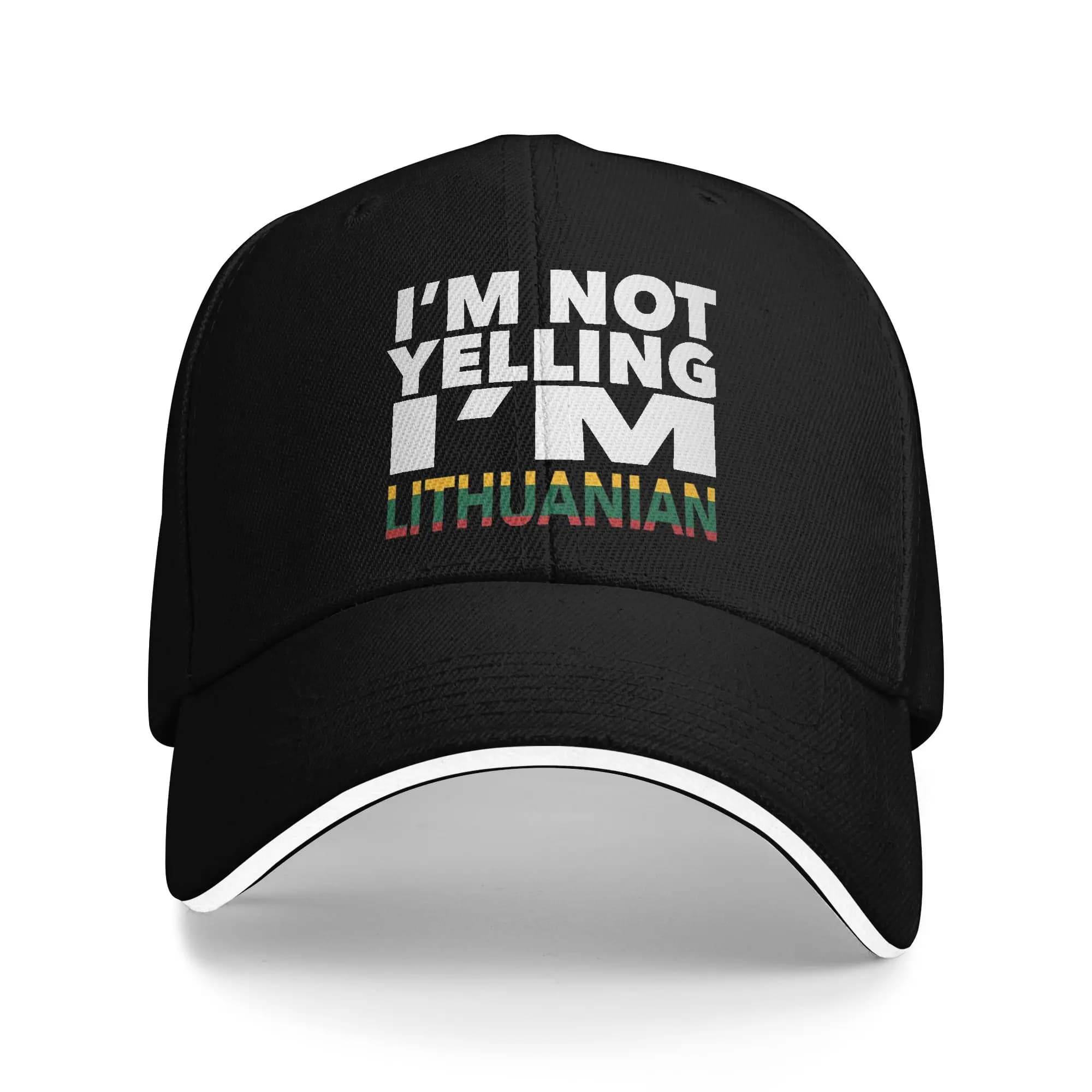 Cappellino da Baseball Casual con Scritta 'I'm Not Yelling I'm Lithuanian' in Lituano, Cappello Sportivo da Esterno Hip Hop, Unisex Classico Snapback Estivo
