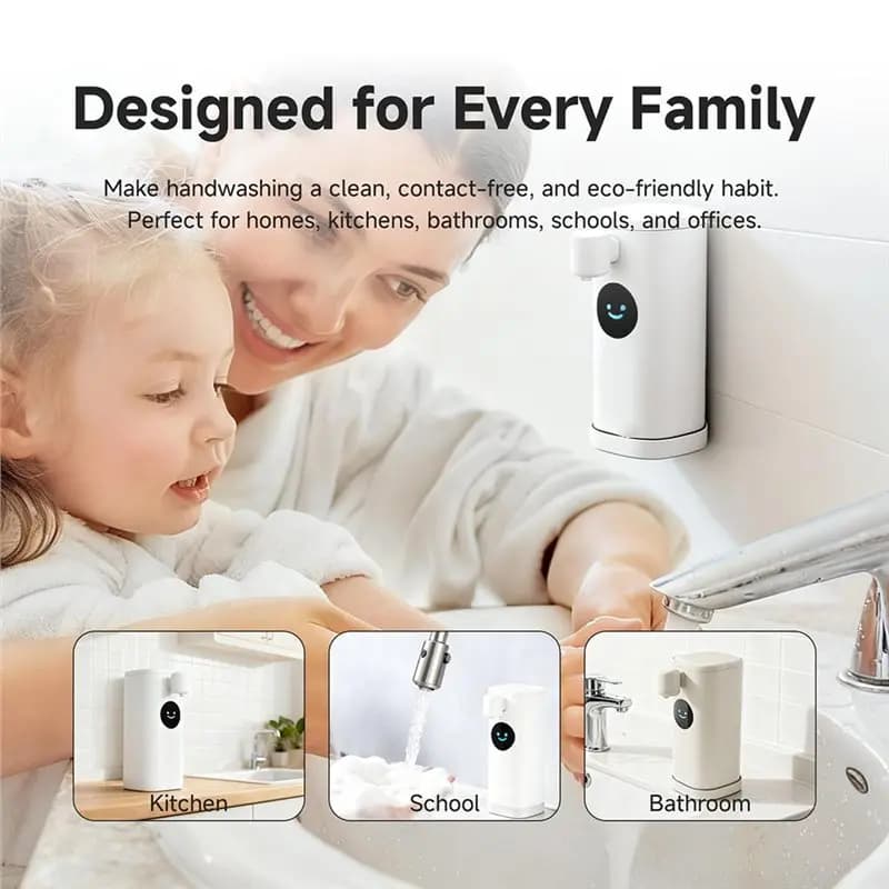 Dispenser Automatico di Sapone Schiumogeno LLCS, Erogatore Intelligente Senza Contatto con Timer LED e Ricarica Type-C, Impermeabile