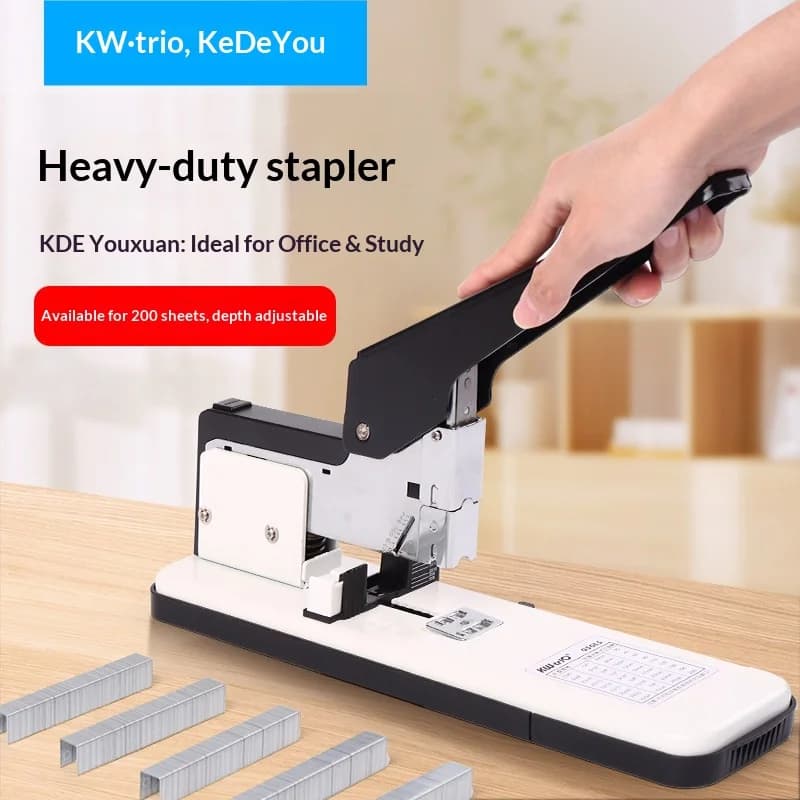 KWtriO 50MS 50LS Heavy Duty Stapler Labor Saving 200 Sheets Thick Paper Binding Large With Staple Remover Office Stationery